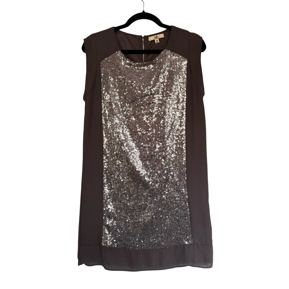 Los Angeles Grey and Silver Sequin Shift Holiday Party Dress‎ Size Medium